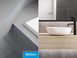 A modern bathroom with Marmox Australia curved boards