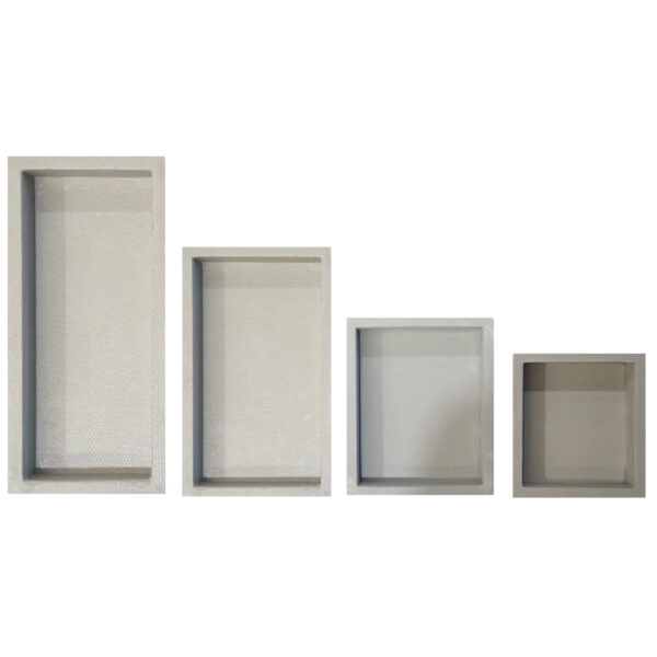 Different sizes of Marmox Australia bathroom corner shelves
